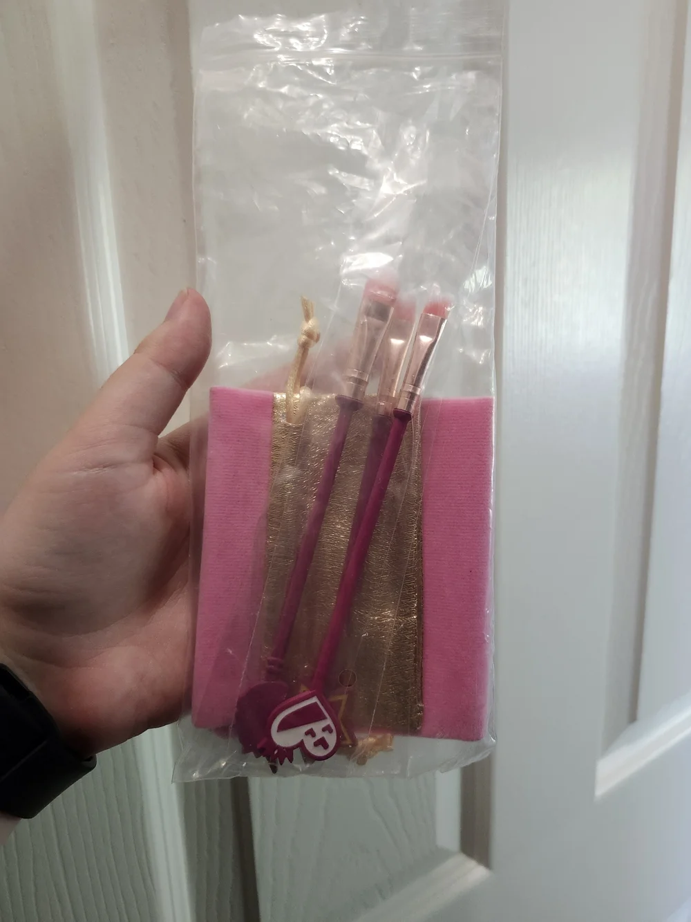Pink Makeup Brush Set with Gold Accents